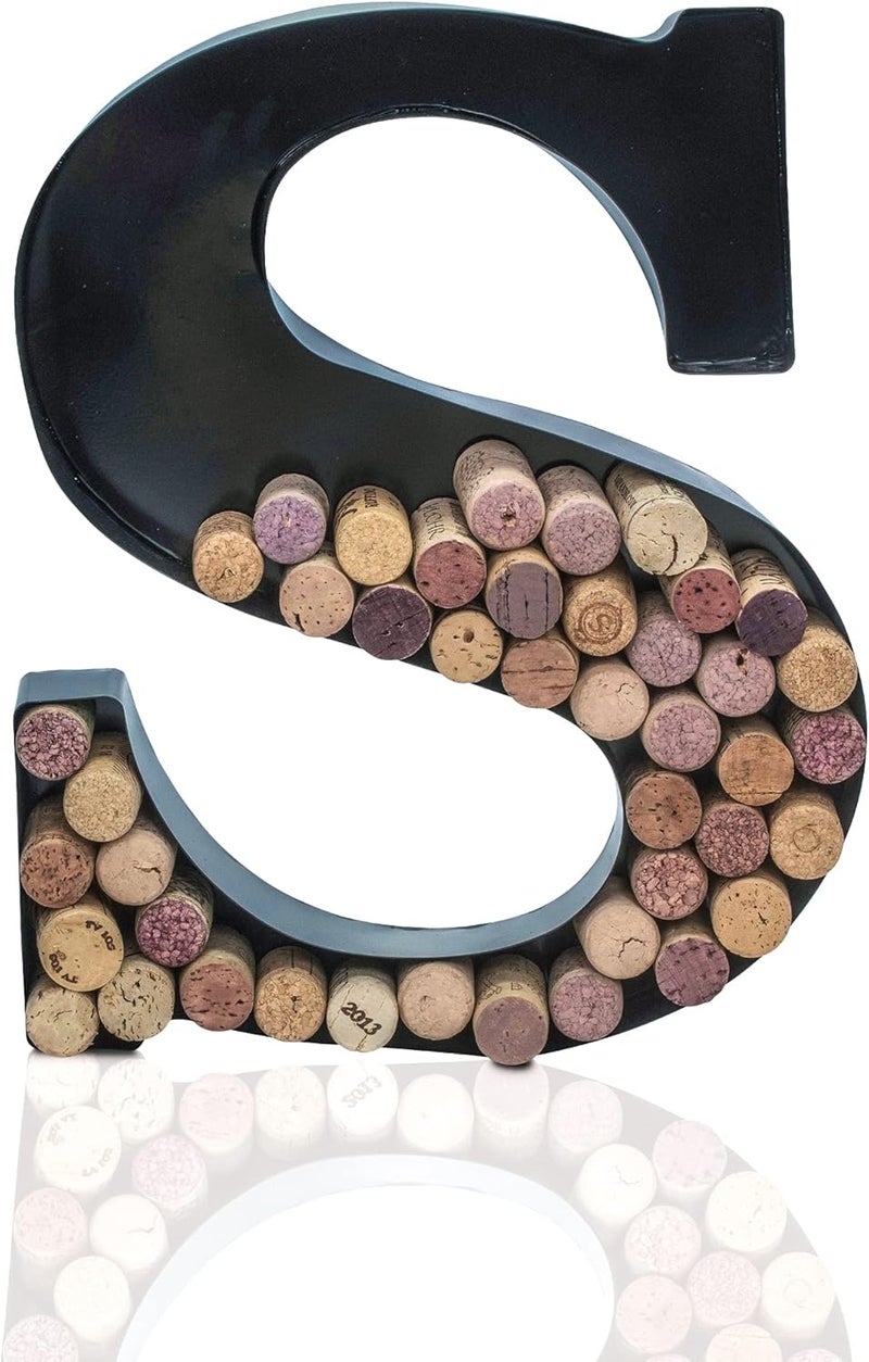 Made Easy Kit Metal Letter Wine Cork Keepsake Saver & Holder Monogram w/Free Wall Mount Kit A-Z (Letter S, Large) - Image 2